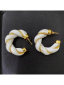 Bottega Veneta Twist Lambskin Small Hoop Earrings White 2020