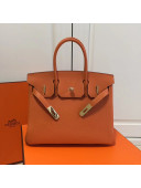 Hermes Birkin 30/35cm in Clemence Calfskin Leather Orange (Golden hardware)