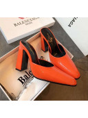 Balenciaga Round Toe Calfskin Mules Pumps Orange 2019