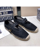 Dior Caro Mary Jane Espadrille Ballerina Flat in Black Mesh Embroidery 2021