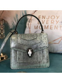 Bvlgari Serpenti Forever Metallic Snakeskin-Like Mini Top Handle Bag Mint Green 2021