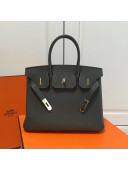 Hermes Birkin 30/35cm in Clemence Calfskin Leather Deep Green (Golden hardware)