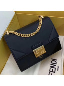 Fendi Kan U Small Matte Calfskin Embossed Corners Flap Bag Black 2019  