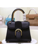 Delvaux Brillant Mini Metal Glam Top Handle Bag With Stitches in Grained Calf Leather Black 2020