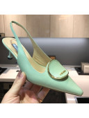 Prada Calfskin Slingback Pumps 5.5cm Green 2021