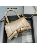 Balenciaga Hourglass Mini Top Handle Bag in Smooth Calfskin Beige 2021