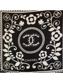 Chanel Vines Print Silk Square Scarf 90x90cm Black 2021 21100712