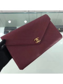 Chanel Chevron Calfskin & Gold-tone Metal Clutch Burgundy A57434 2018