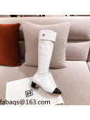 Chanel Crumpled Lambskin High Boots White 2021 112263