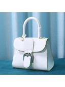 Delvaux Brillant Mini Top Handle Bag in Box Calf Leather White/Green 2020