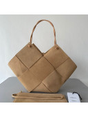 Bottega Veneta Large Intreccio Suede Tote Bag 652058 Camel Brown 2021