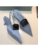 Prada Silk Slingback Pumps 3cm Light Blue 2021 13