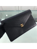 Chanel Chevron Calfskin & Gold-tone Metal Clutch Black A57434 2018