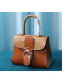 Delvaux Brillant Mini Top Handle Bag in Box Calf Leather Caramel/Khaki 2020