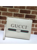 Gucci GG Web Leather Pouch 572770 White 2019