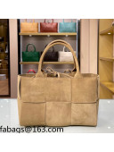 Bottega Veneta Arco Tote Bag in Maxi-Woven Suede  Porridge Brown 2021 614486