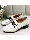 Gucci Lambskin Horsebit Loafer with Web White 2019