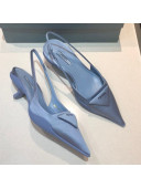 Prada Silk Slingback Pumps 3cm Light Blue 2021 16