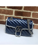 Gucci GG Diagonal Marmont Mini Bag ‎446744 Blue/White 2019