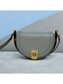 Fendi Moonlight Leather Round Shoulder Bag Grey 2021