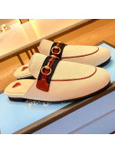 Gucci Princetown Canvas Slipper Mules 577264 Beige/Red 2019