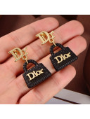 Dior CD Crystal Bag-Shaped Earrings Black 2021 110886