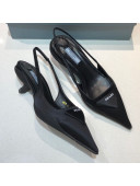 Prada Silk Slingback Pumps 3cm Black 2021 19