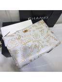 Chanel Crocodile Embossed Graffiti Leather Large 2.55 Pouch A82726 White 2019