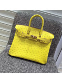 Hermes Ostrich Leather Birkin 30/35cm Bag Yellow