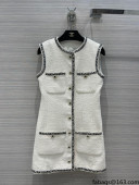 Chanel Tweed Dress with Buttons CH40101 White 2022