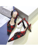 Dior Gang Buckle Slingback Pump in Red Tartan Fabric 2019