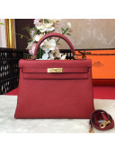 Hermes Kelly 32cm in Original Togo Leather Bag Red