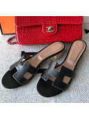 Hermes Oasis Sandal in Smooth Calfskin With 5cm Heel Black 2021