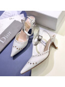 Dior Teddy-D Slingback Pump in Brushed and Perforated Leather White 2019