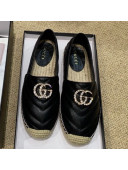 Gucci Chevron Lambskin Espadrille with Double Crystal G Black 2019