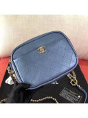 Chanel Medium Metallic Leather Camera Case Shoulder Bag AS0137 Blue 2019