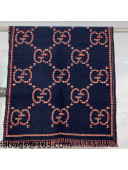 Gucci GG Wool Scarf 180x47cm Blue 2021 21100729