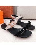 Hermes Cristal Suede Flat Sandals Grey/Black 2021