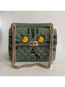 Valentino Monster Face Rockstud Spike Shoulder Bag Light Green/Yellow 2019