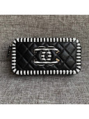 Chanel Vanity Grained Calfskin Clutch with Chain A84450 Black/White 2019