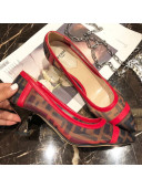 Fendi FF Mesh Heel 5cm Pump Red 2019