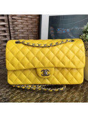 Chanel Lambskin Medium Classic Flap Bag A1112 Yellow