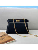 Fendi Peekaboo I See U Pochette Leather Chain Bag Black 2021