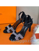 Hermes Premiere Crystal H Heel 90 Sandals Black/Silver 05 2020