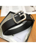 Gucci Calfskin Belt 38mm with Single G Buckle Black/Silver 2019