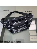 Balenciaga Wheel Logo Embroidered Nylon Bel Bag Black 2021 02