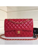 Chanel Lambskin Medium Classic Flap Bag A1112 Red