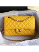 Chanel Grained Calfskin Medium Classic Flap Bag A1112 Yellow