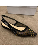 Dior J'Adior Slingback Ballerinas Flats in Crystal Mesh Embroidery Black/Yellow 2021