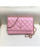 Chanel Iridescent Grained Calfskin Wallet on Chain WOC AP0315 Pink 2019